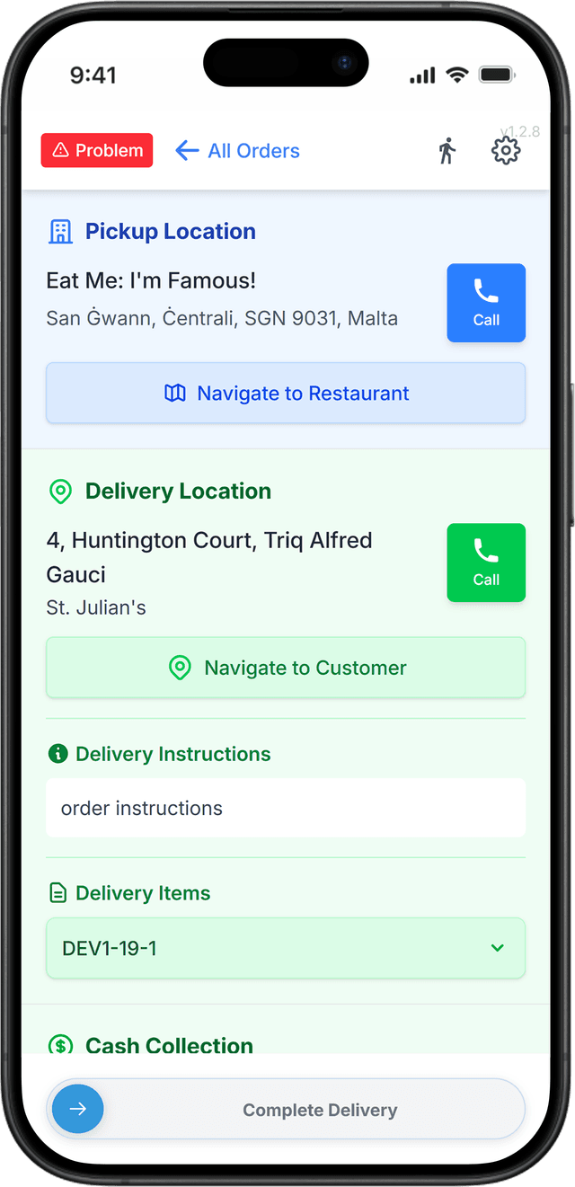 DSPO Progressive Web App - Courier Interface
