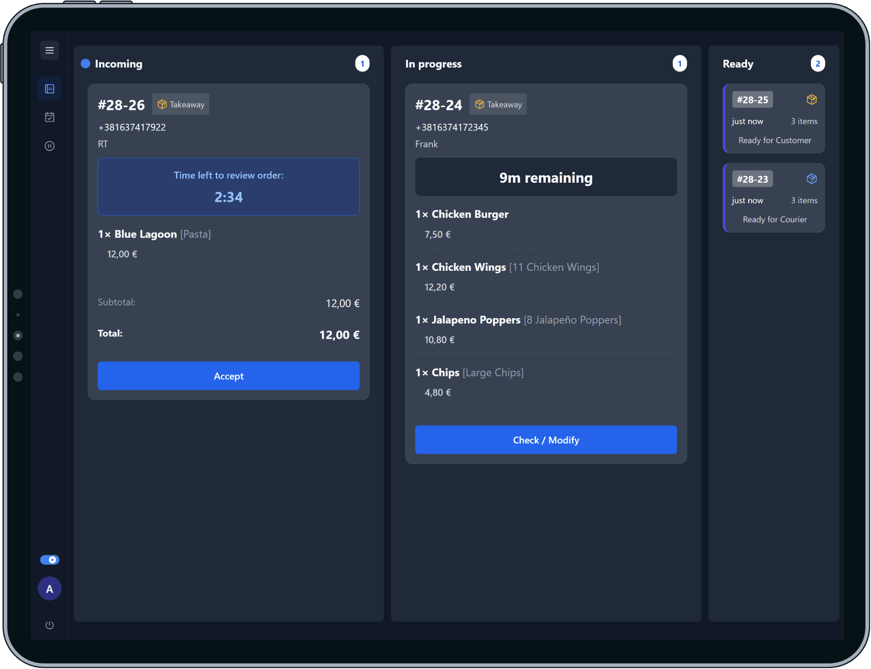 Kitchen Operator Tablet - Restaurant Operations